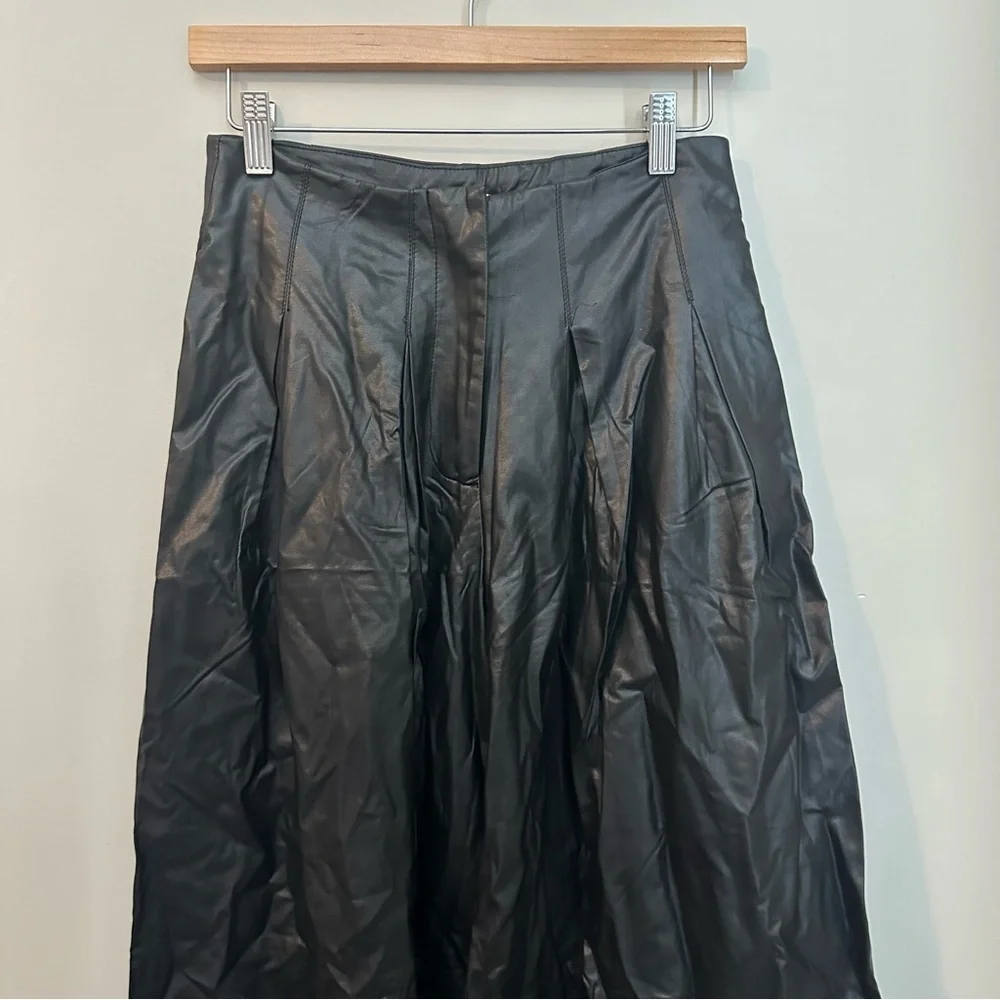 Everleigh Brooks Black Faux Leather Wide-Leg Pants Y2K Baddie Chic Size Small